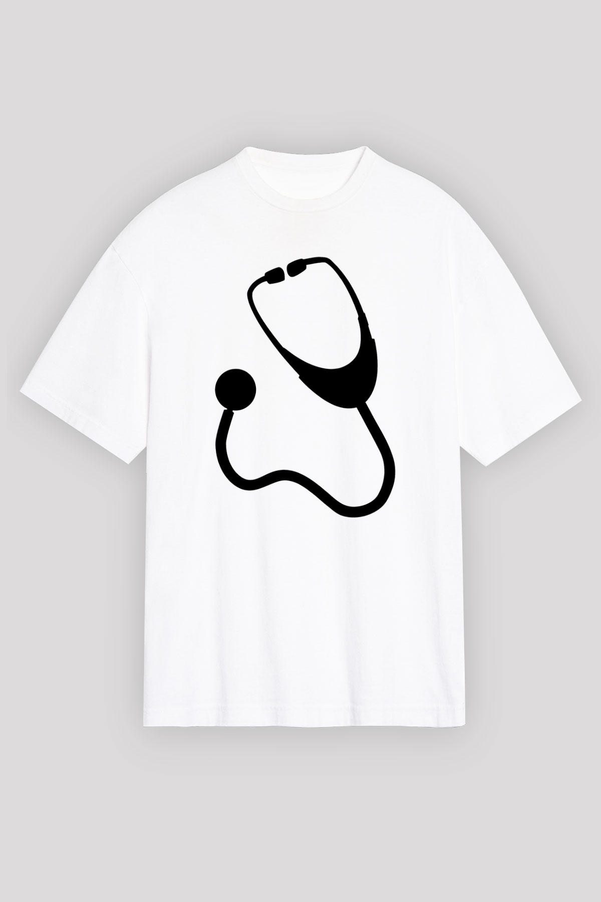 Tıp Bayramı Baskılı Beyaz Unisex Oversize Tişört - Tshirt