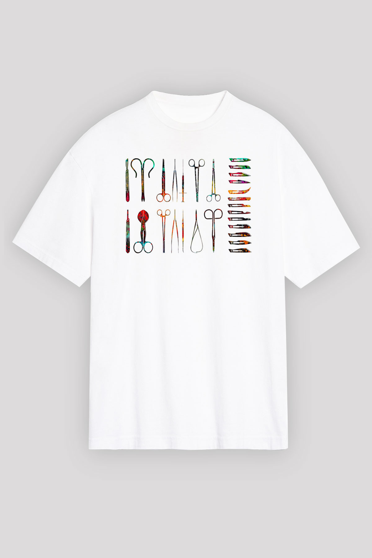 Tıp Bayramı Baskılı Beyaz Unisex Oversize Tişört - Tshirt