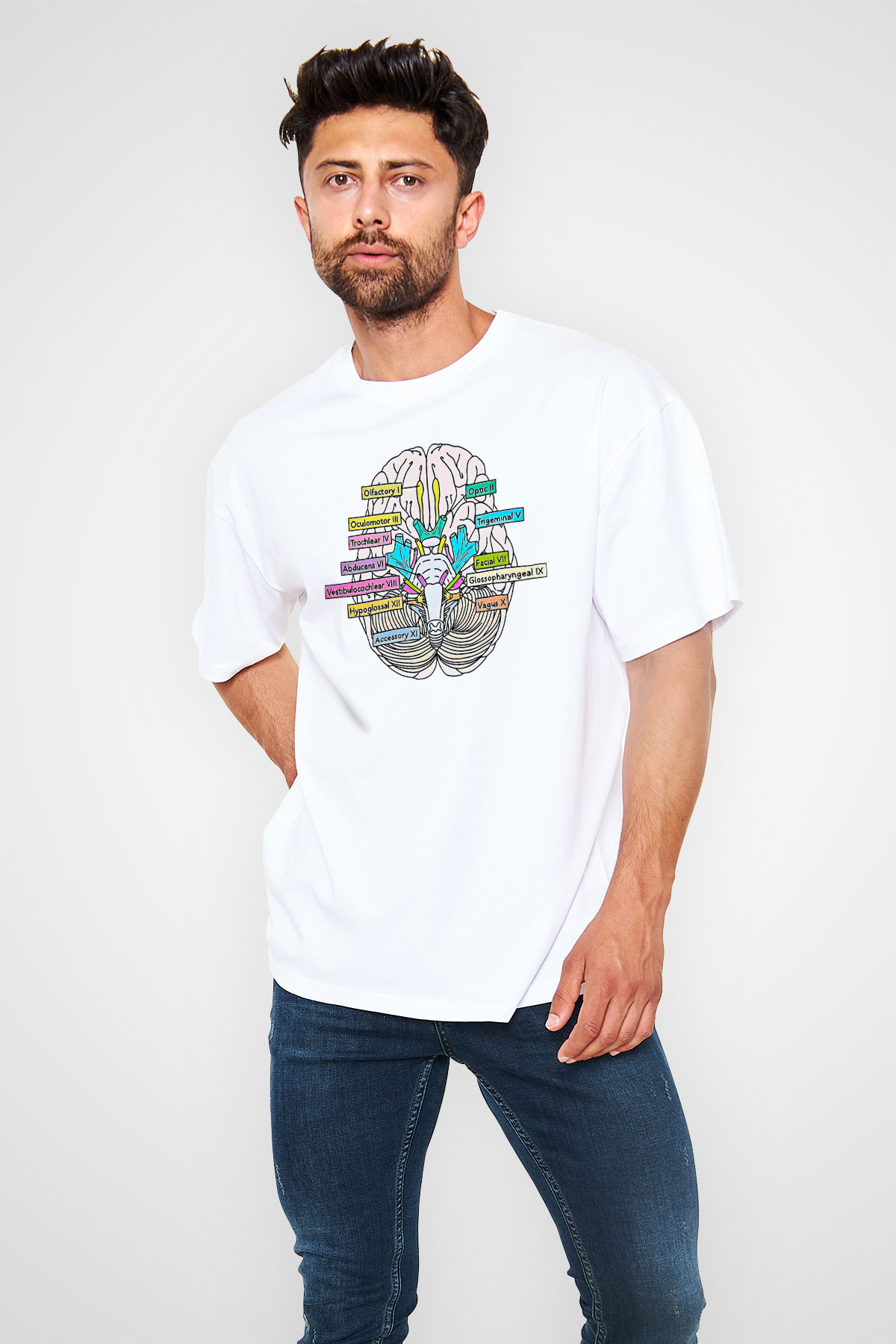 Tıp Bayramı Baskılı Beyaz Unisex Oversize Tişört - Tshirt