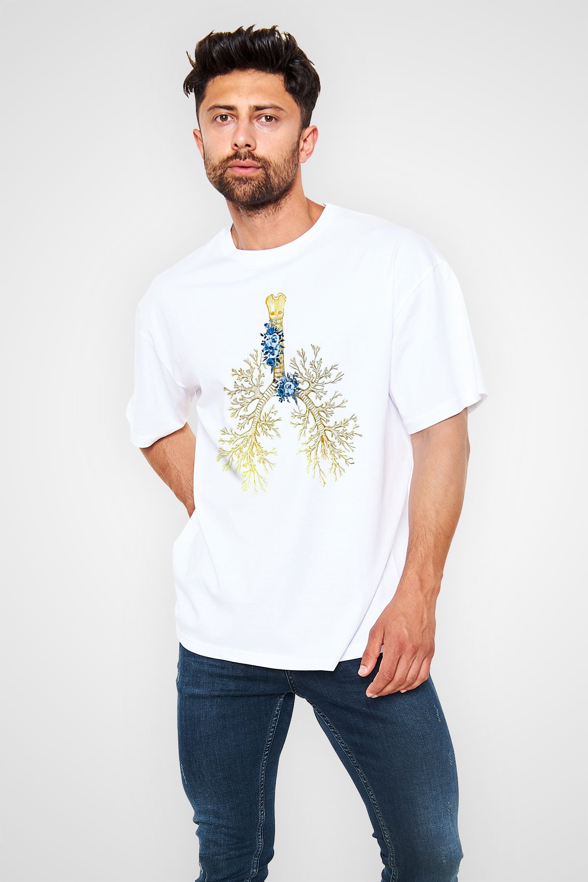 Tıp Bayramı Baskılı Beyaz Unisex Oversize Tişört - Tshirt