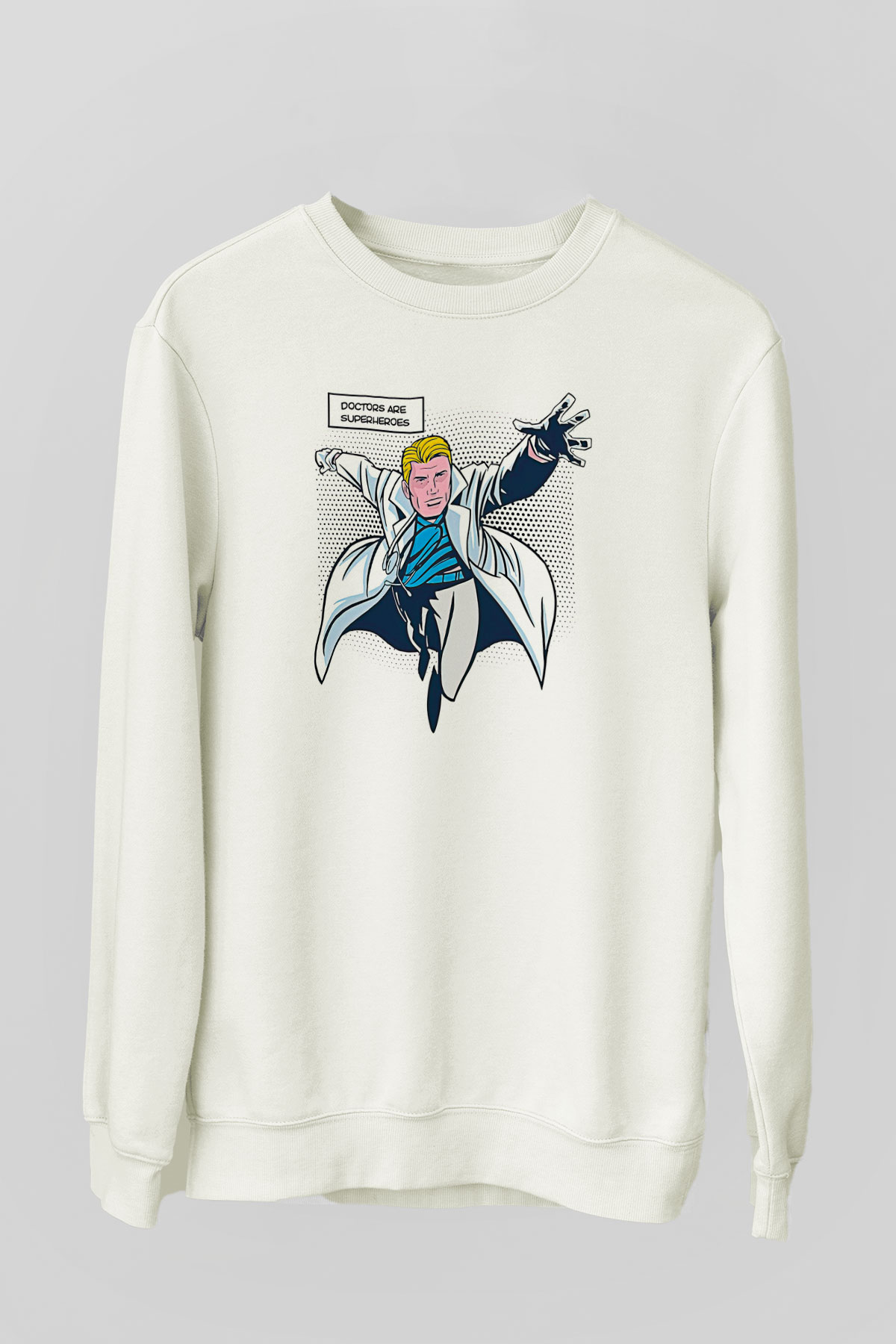 Tıp Bayramı Baskılı Beyaz Unisex Sweatshirt