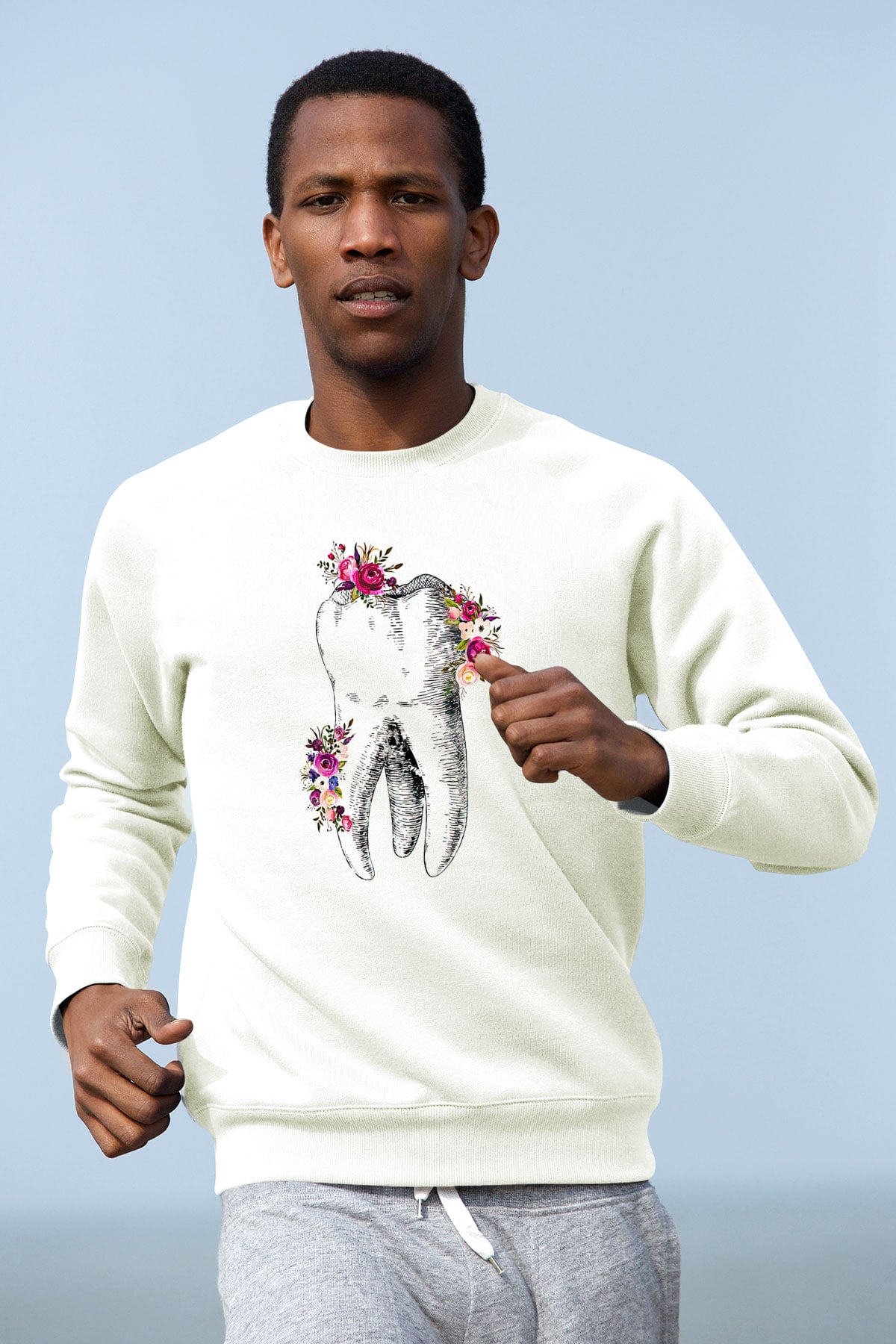 Tıp Bayramı Baskılı Beyaz Unisex Sweatshirt