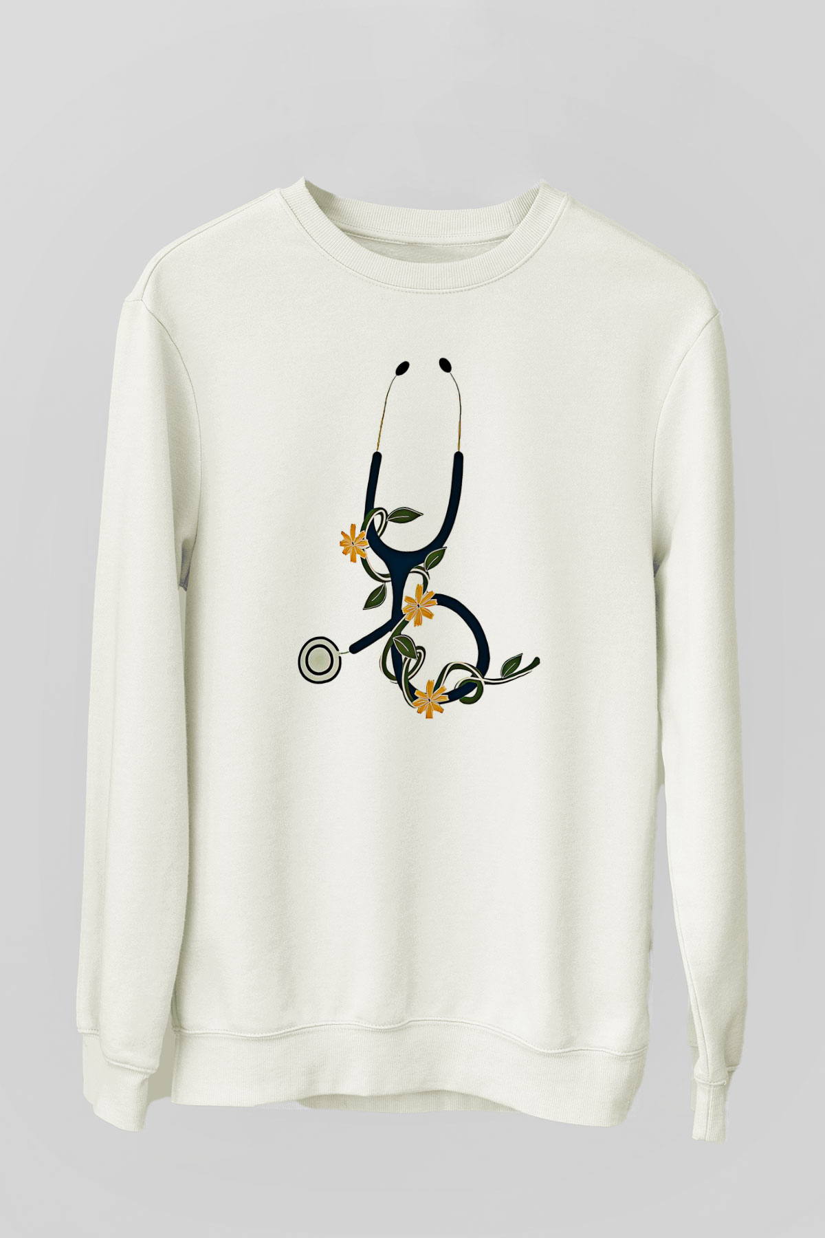 Tıp Bayramı Baskılı Beyaz Unisex Sweatshirt