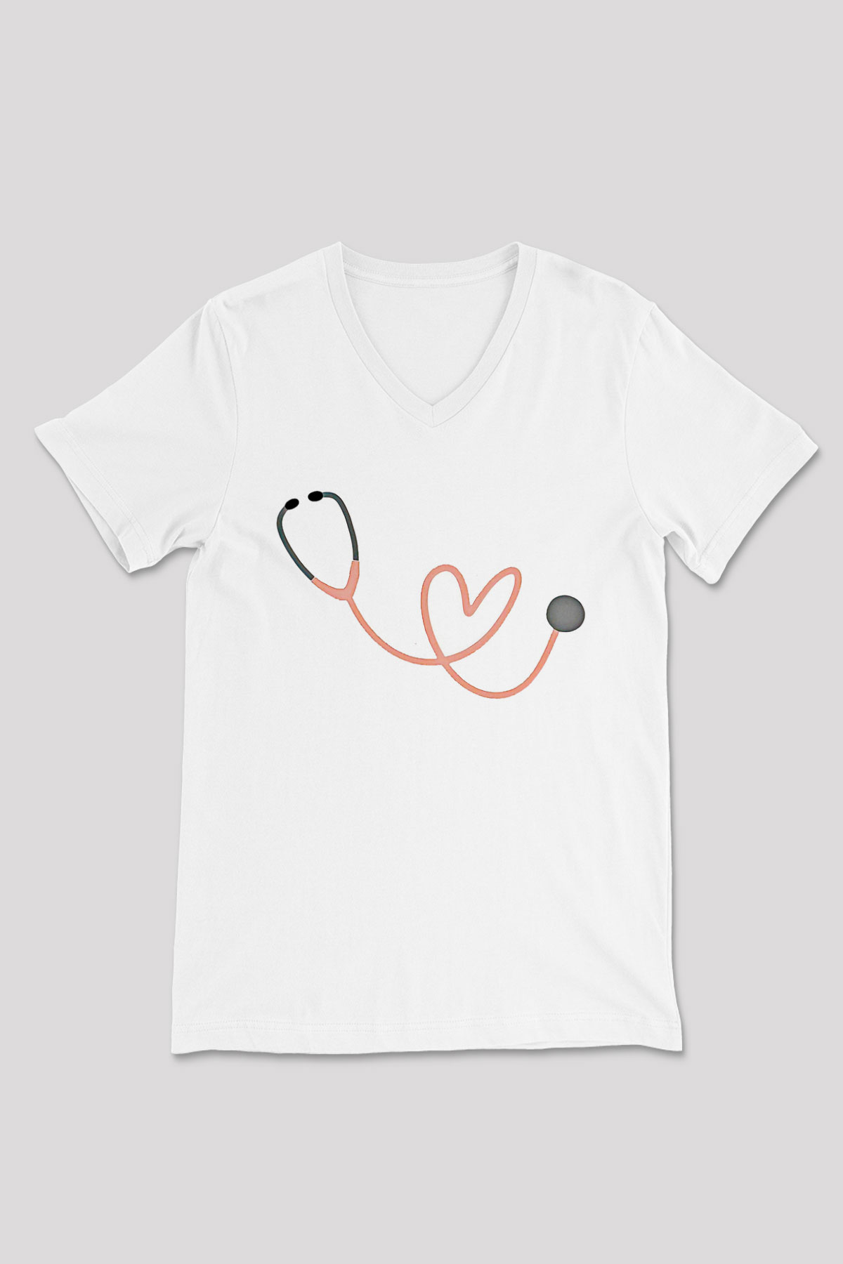 Tıp Bayramı Baskılı Beyaz Unisex V Yaka Tişört - Tshirt