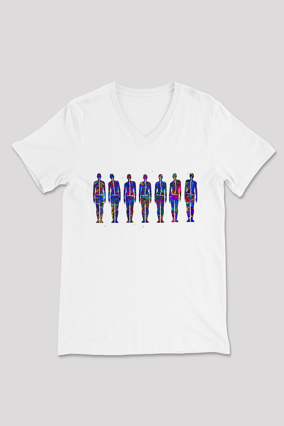 Tıp Bayramı Baskılı Beyaz Unisex V Yaka Tişört - Tshirt