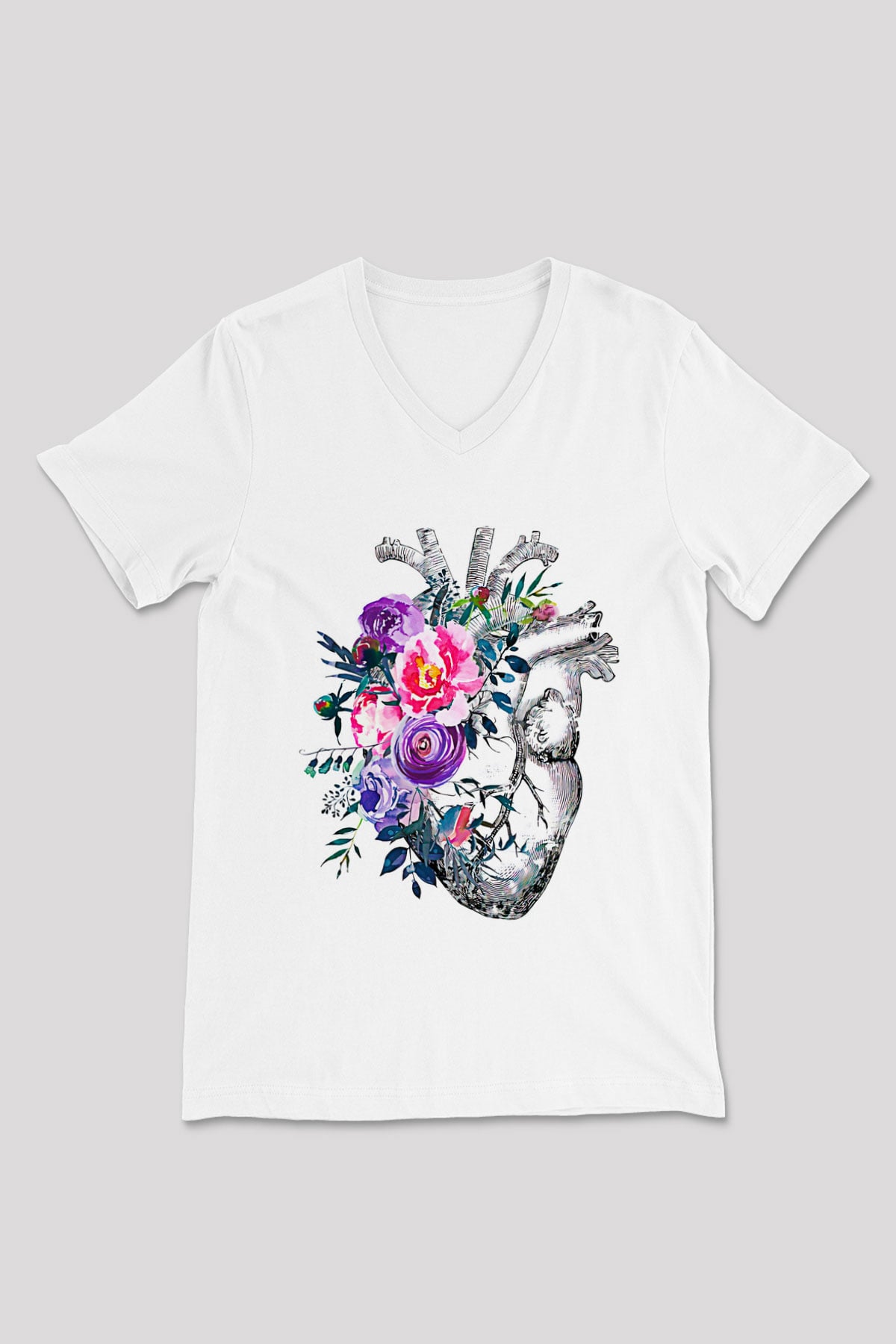 Tıp Bayramı Baskılı Beyaz Unisex V Yaka Tişört - Tshirt
