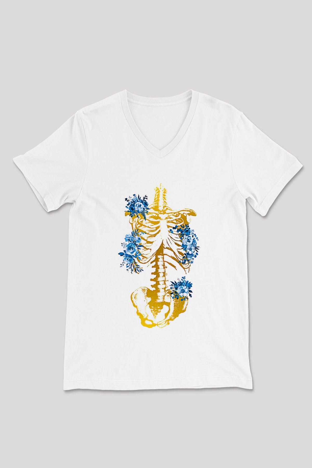 Tıp Bayramı Baskılı Beyaz Unisex V Yaka Tişört - Tshirt