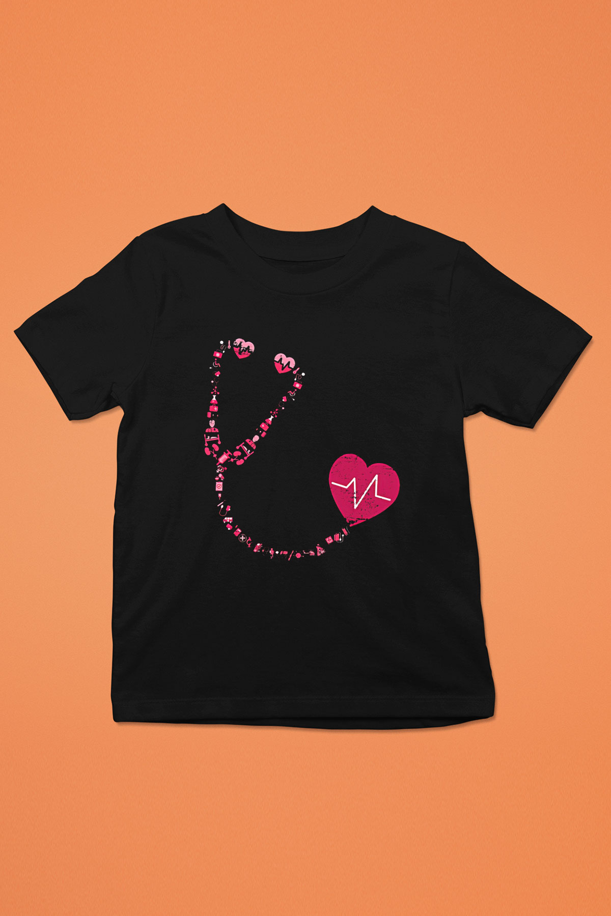Tıp Bayramı Baskılı Unisex Siyah Çocuk Tişört - Tshirt