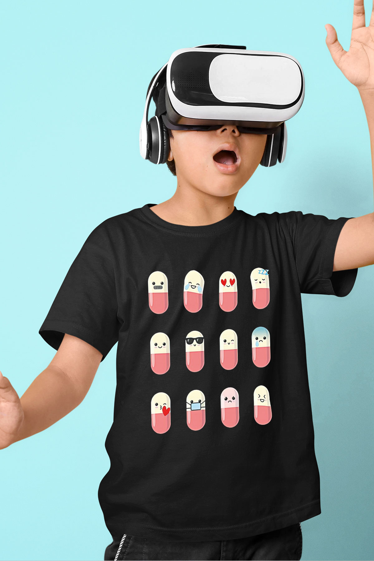 Tıp Bayramı Baskılı Unisex Siyah Çocuk Tişört - Tshirt