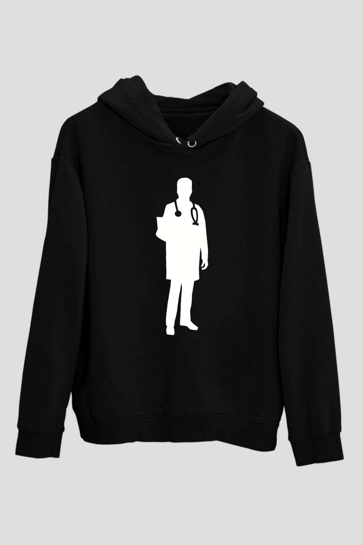 Tıp Bayramı Baskılı Unisex Siyah Hoodie