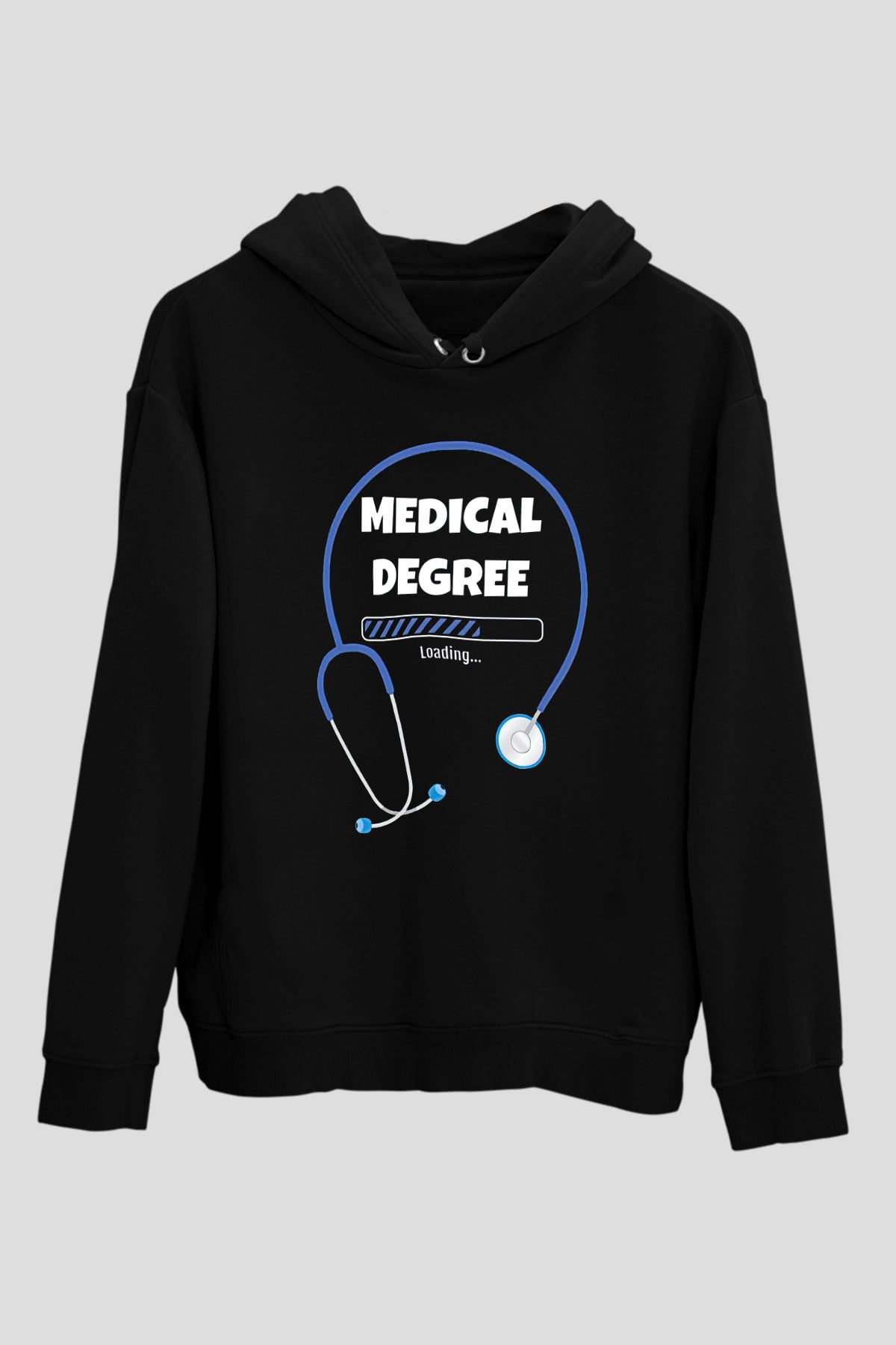 Tıp Bayramı Baskılı Unisex Siyah Hoodie