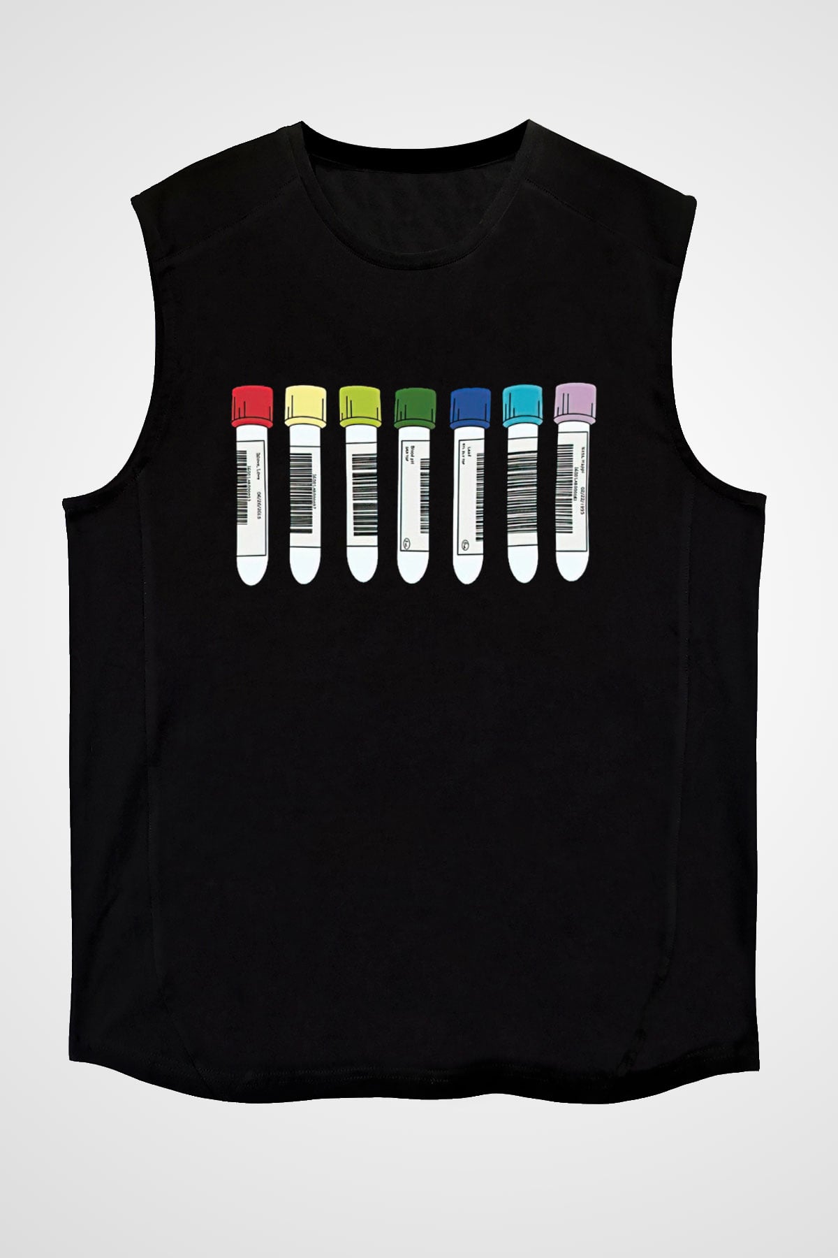 Tıp Bayramı Baskılı Unisex Siyah Kolsuz Tişört - Tshirt