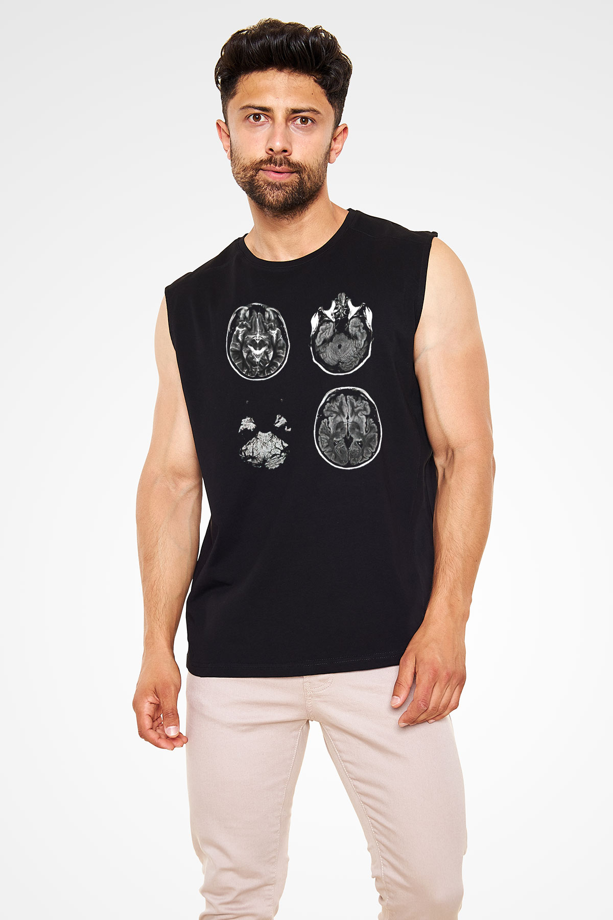 Tıp Bayramı Baskılı Unisex Siyah Kolsuz Tişört - Tshirt