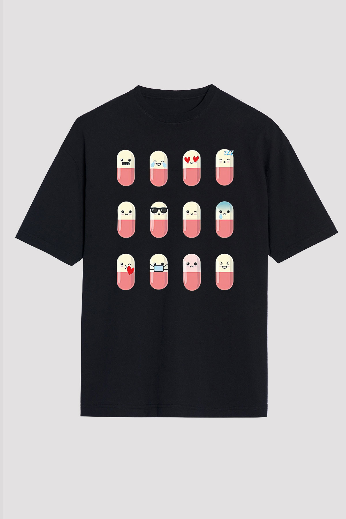 Tıp Bayramı Baskılı Unisex Siyah Oversize Tişört - Tshirt