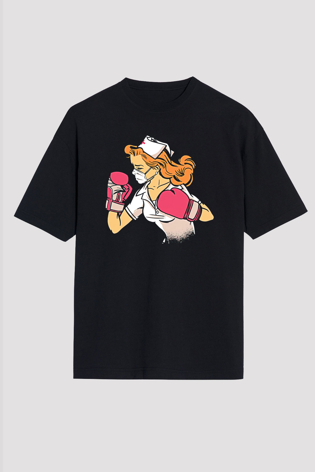 Tıp Bayramı Baskılı Unisex Siyah Oversize Tişört - Tshirt