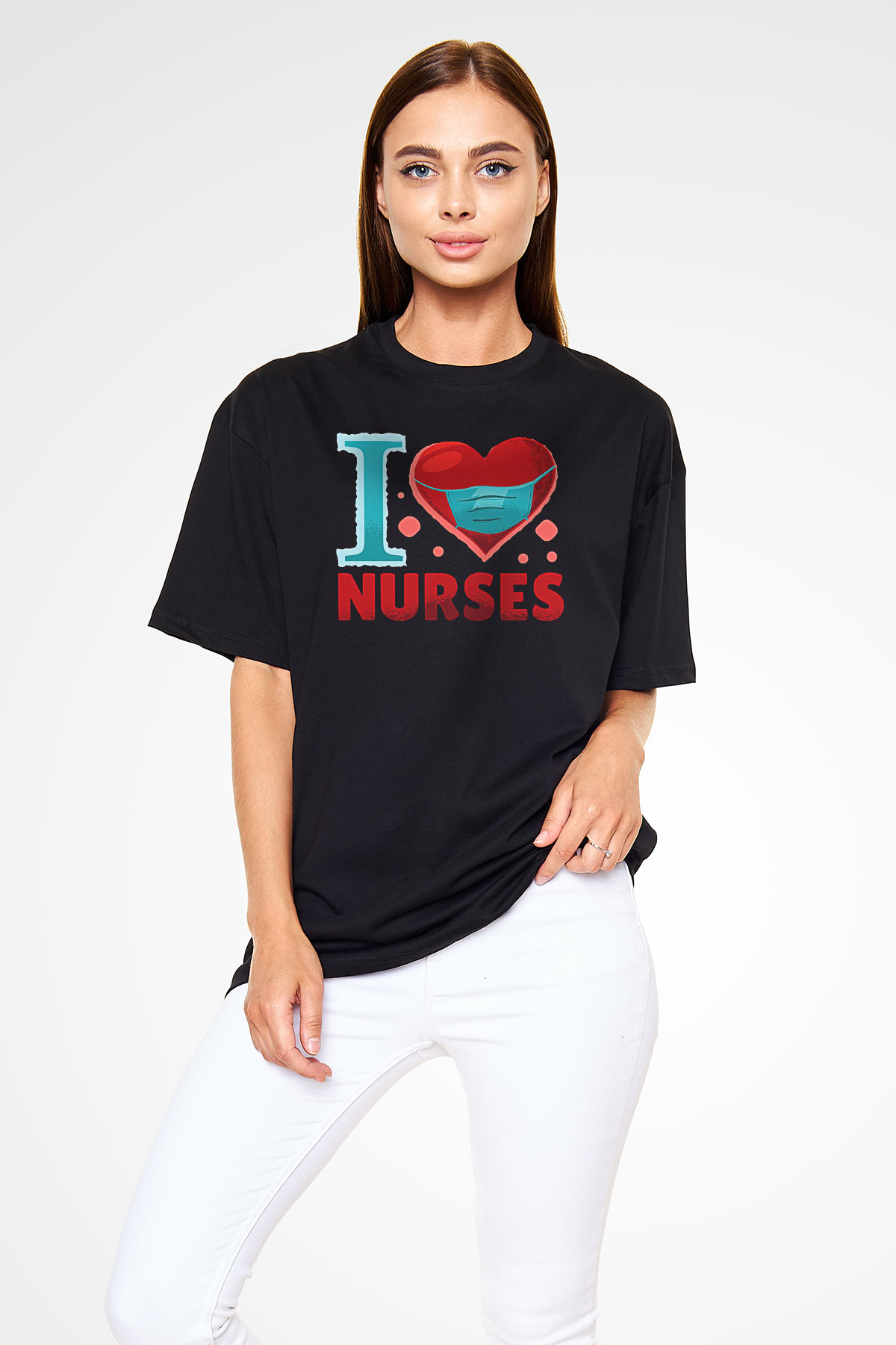Tıp Bayramı Baskılı Unisex Siyah Oversize Tişört - Tshirt