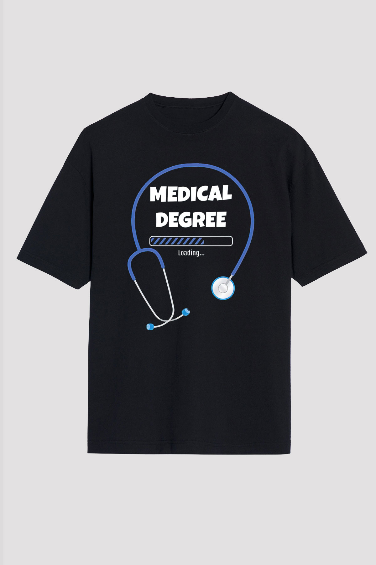 Tıp Bayramı Baskılı Unisex Siyah Oversize Tişört - Tshirt