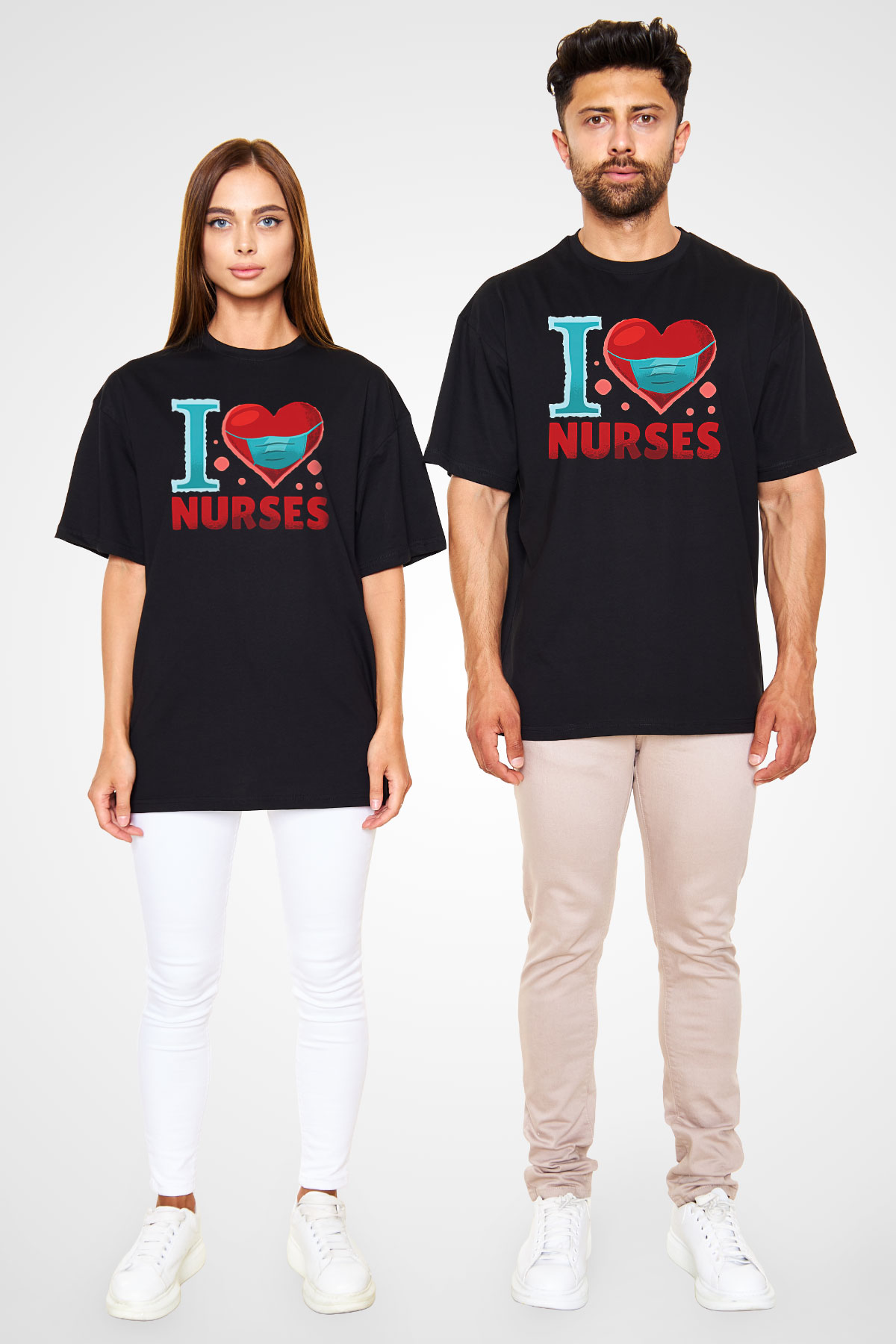 Tıp Bayramı Baskılı Unisex Siyah Oversize Tişört - Tshirt