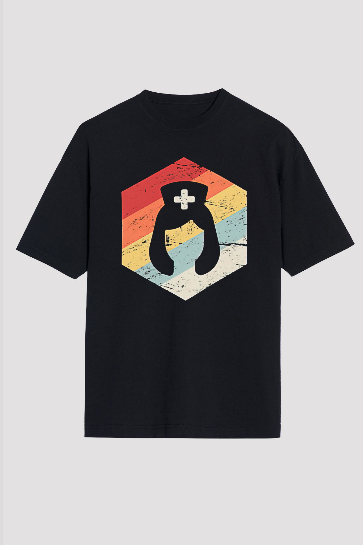 Tıp Bayramı Baskılı Unisex Siyah Oversize Tişört - Tshirt