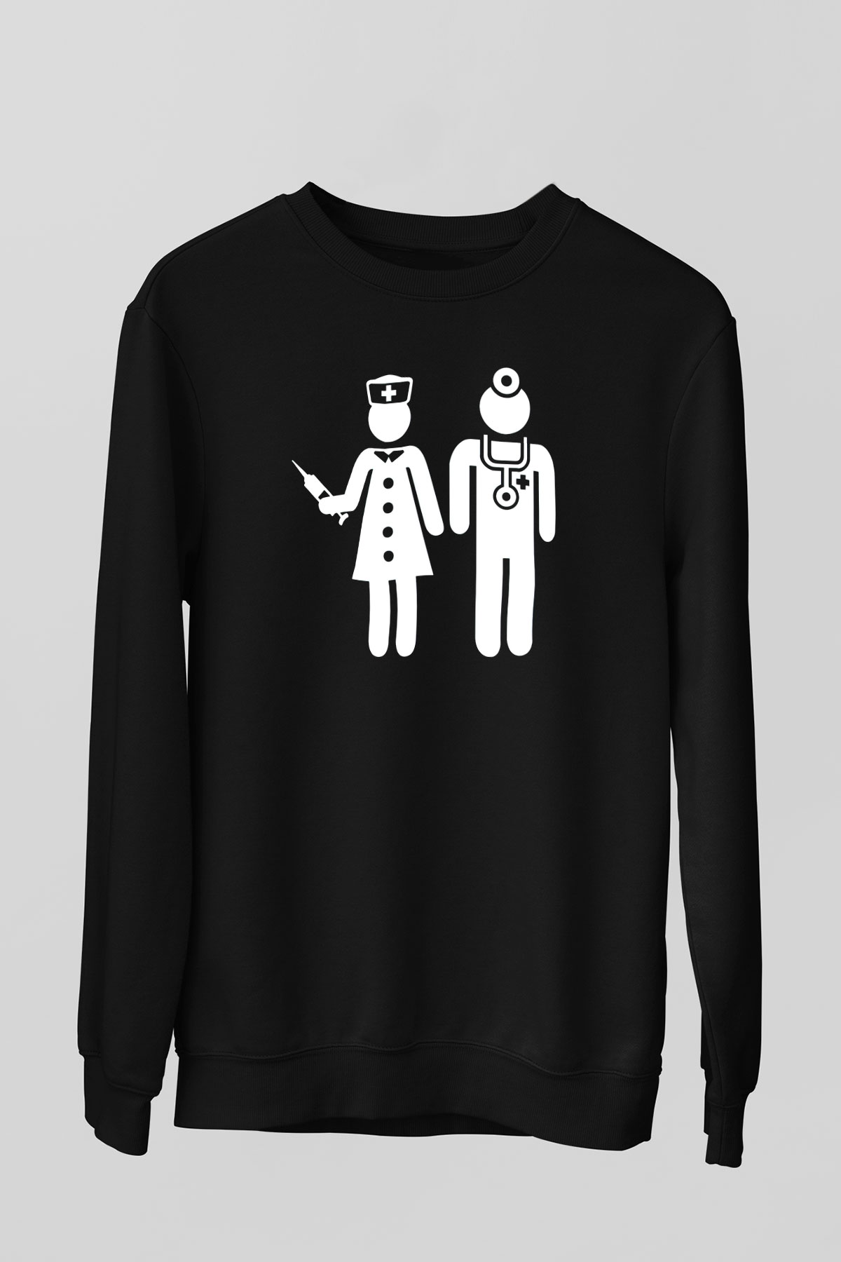 Tıp Bayramı Baskılı Unisex Siyah Sweatshirt