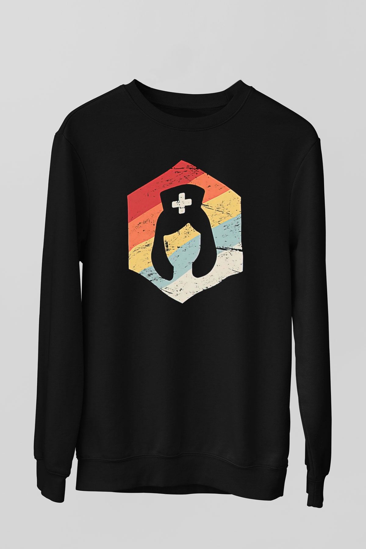 Tıp Bayramı Baskılı Unisex Siyah Sweatshirt