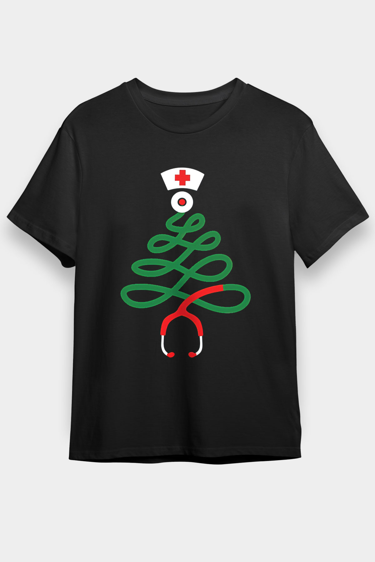 Tıp Bayramı Baskılı Unisex Siyah Tişört - Tshirt