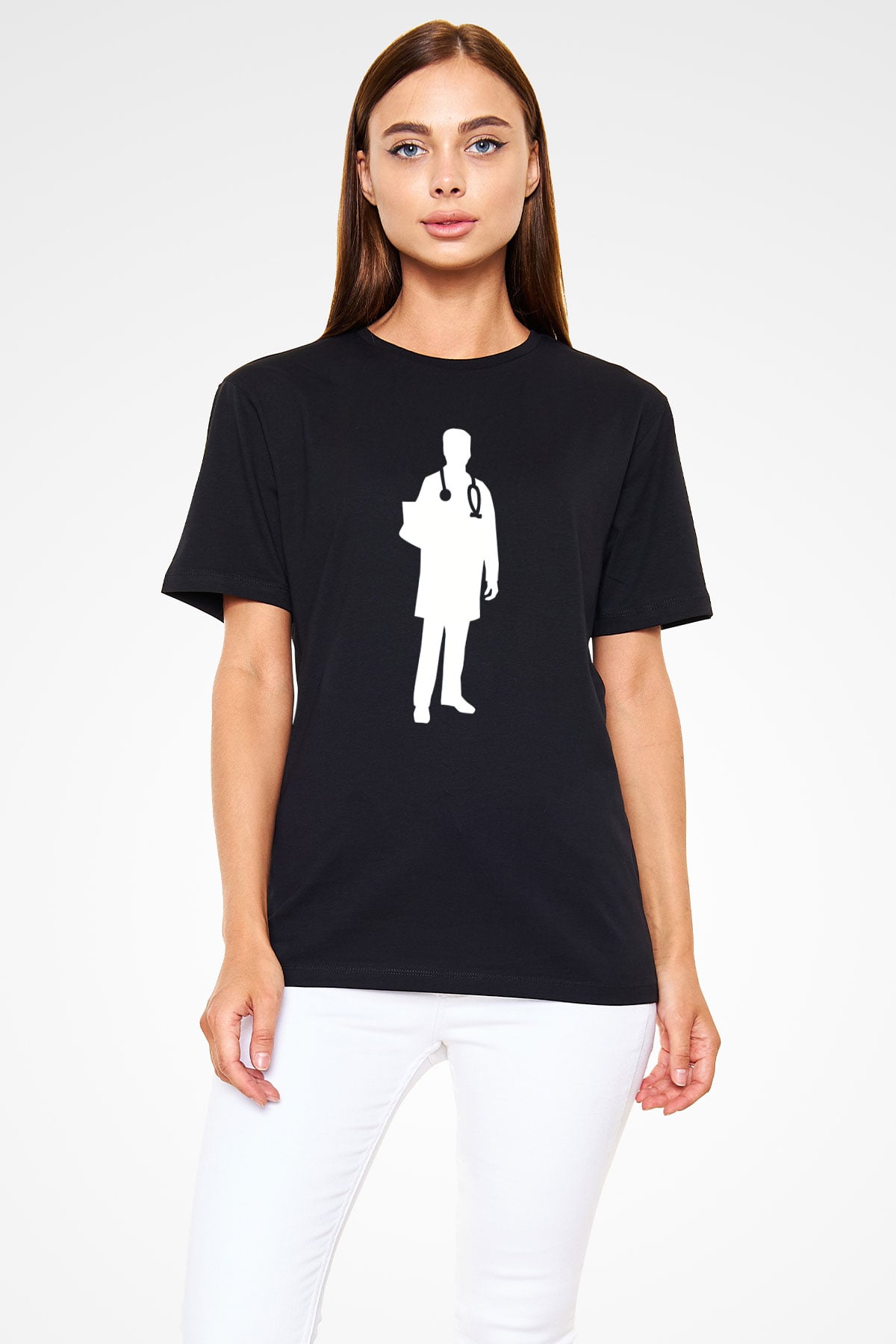 Tıp Bayramı Baskılı Unisex Siyah Tişört - Tshirt