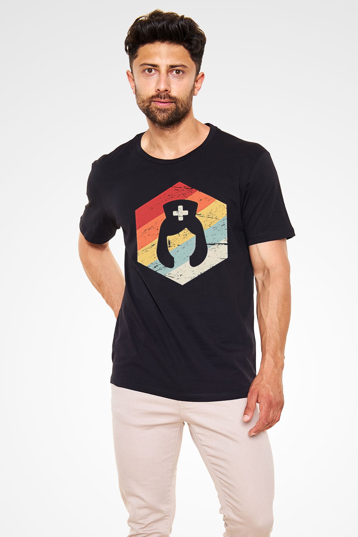 Tıp Bayramı Baskılı Unisex Siyah Tişört - Tshirt