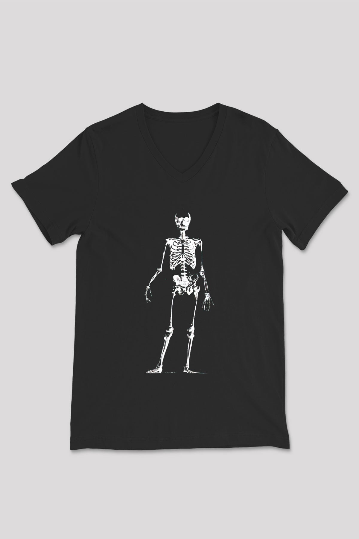 Tıp Bayramı Baskılı Unisex Siyah V Yaka Tişört - Tshirt