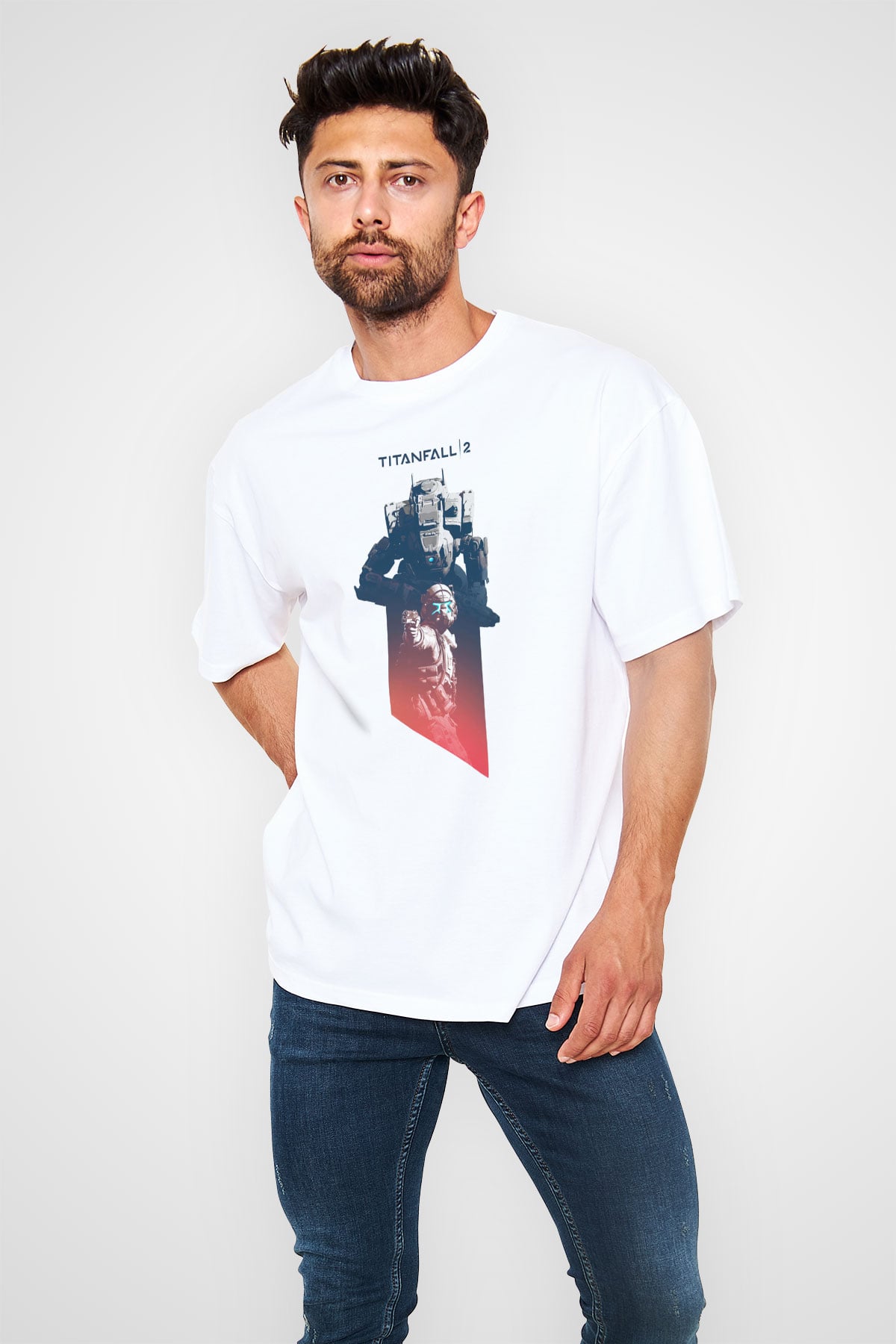 Titanfall Beyaz Oversize Tişört Oversize T-shirt