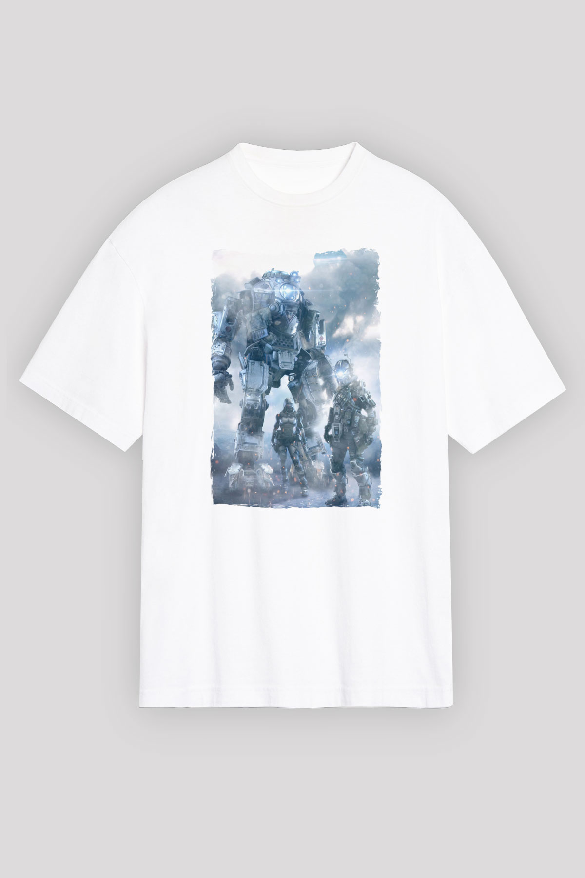 Titanfall Beyaz Oversize Tişört Oversize T-shirt