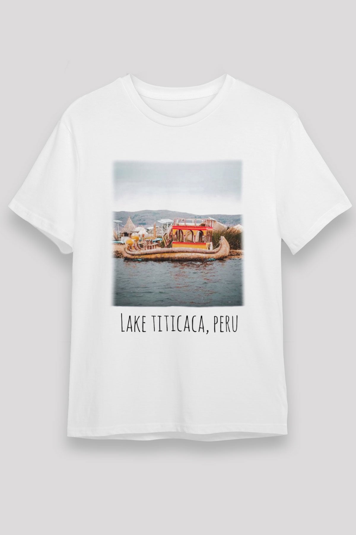 Titikaka Gölü Beyaz Unisex Tişört T-Shirt - TişörtFabrikası