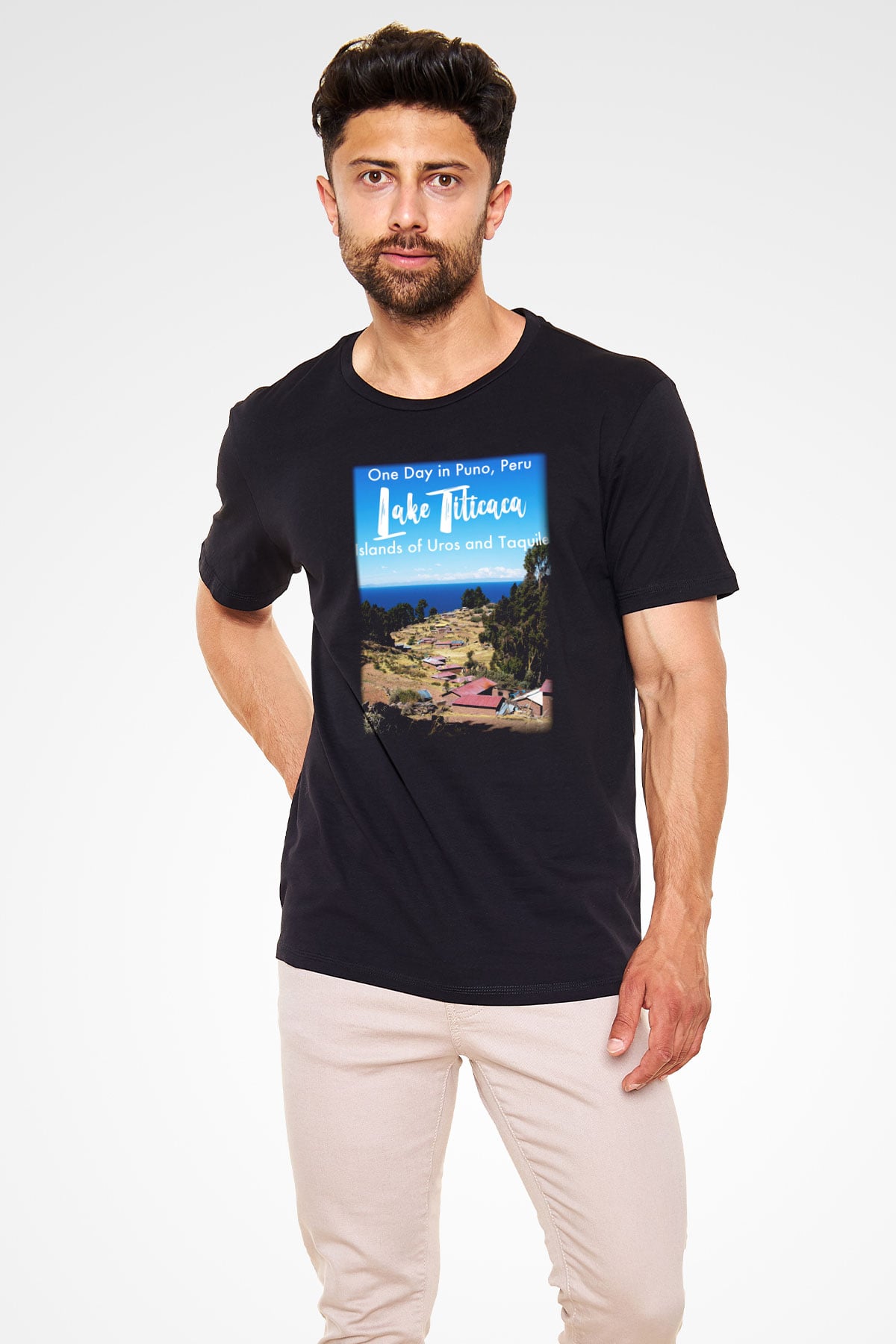 Titikaka Gölü Siyah Unisex Tişört T-Shirt - TişörtFabrikası