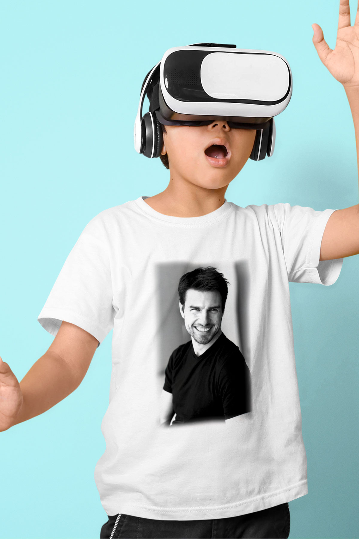 Tom Cruise Baskılı Beyaz Unisex Çocuk Tişört