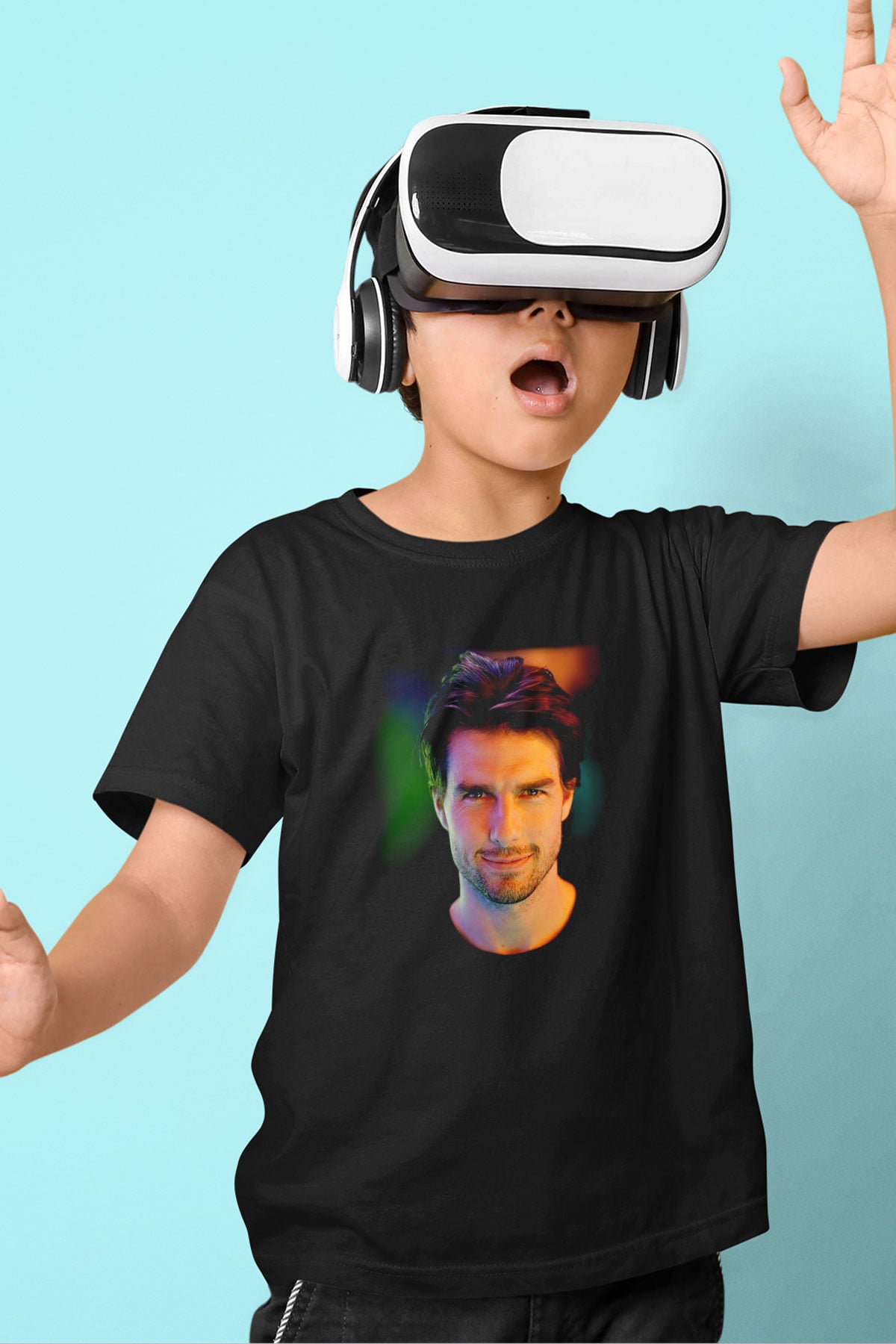 Tom Cruise Baskılı Siyah Unisex Çocuk Tişört