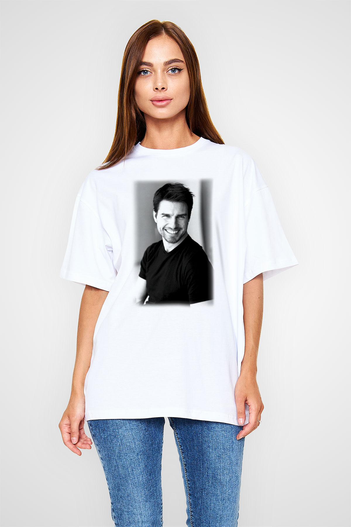 Tom Cruise Beyaz Unisex Oversize Tişört T-Shirt