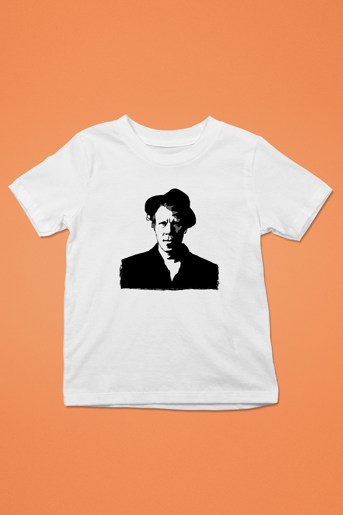 Tom Waits Baskılı Beyaz Unisex Beyaz Çocuk Tişört - Tshirt