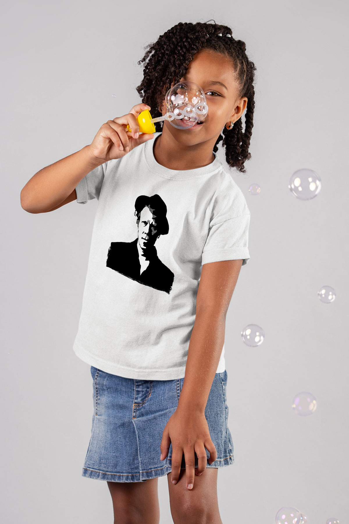 Tom Waits Baskılı Beyaz Unisex Beyaz Çocuk Tişört - Tshirt