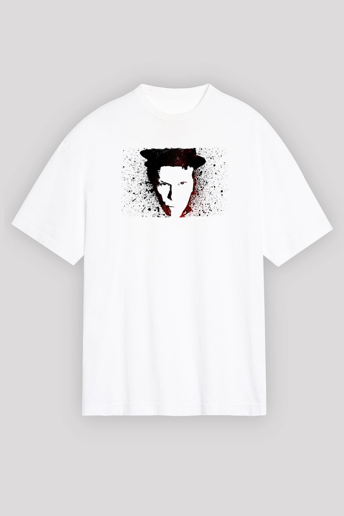 Tom Waits Baskılı Beyaz Unisex Oversize Tişört - Tshirt