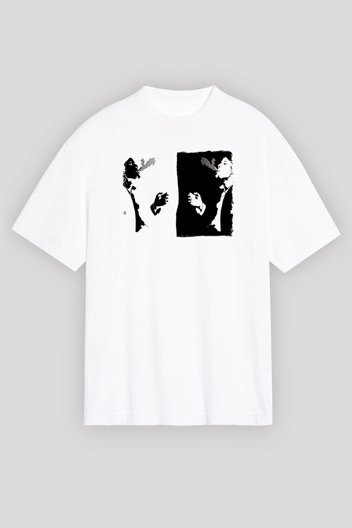 Tom Waits Baskılı Beyaz Unisex Oversize Tişört - Tshirt