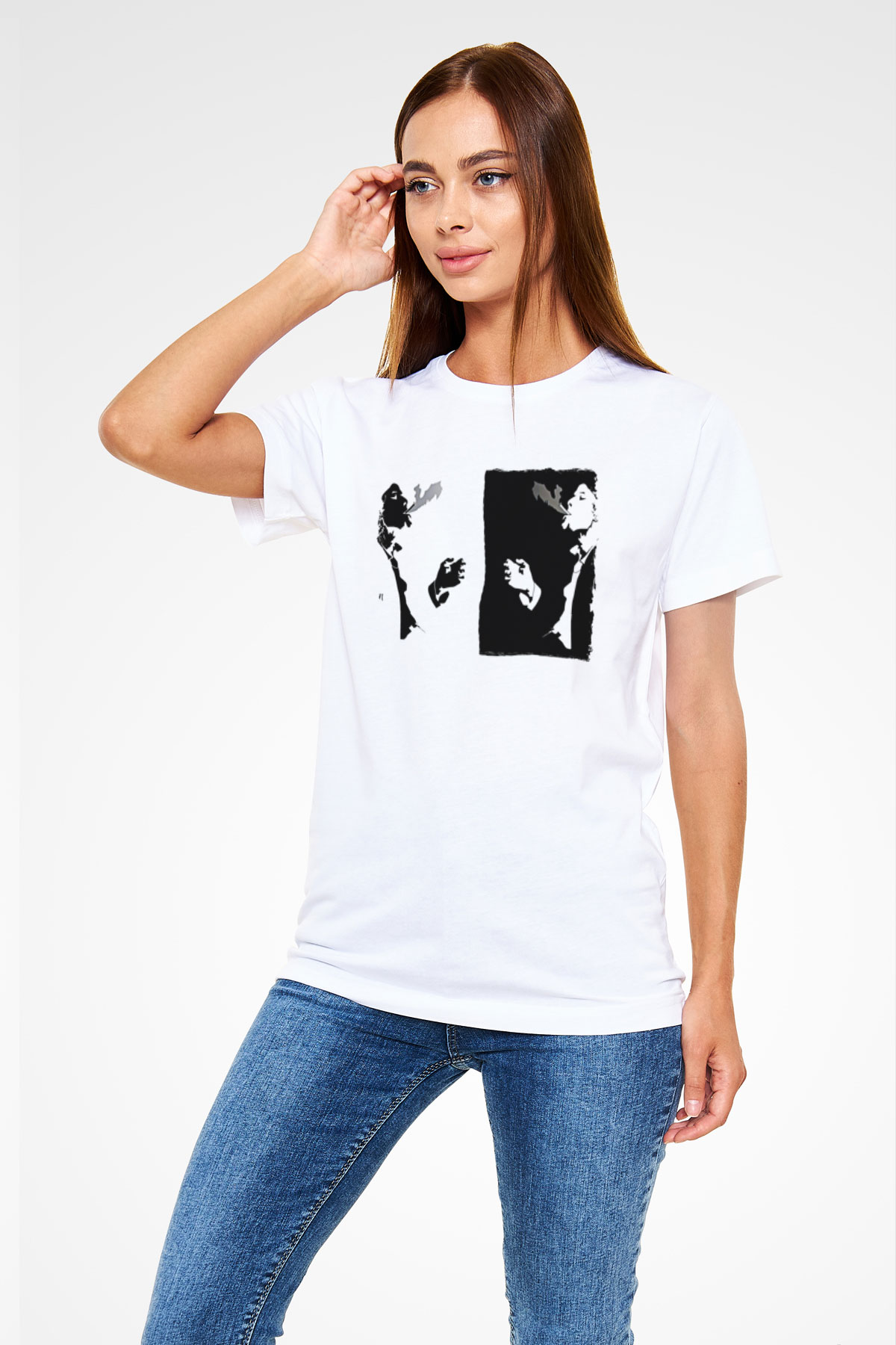 Tom Waits Baskılı Unisex Beyaz Tişört - Tshirt