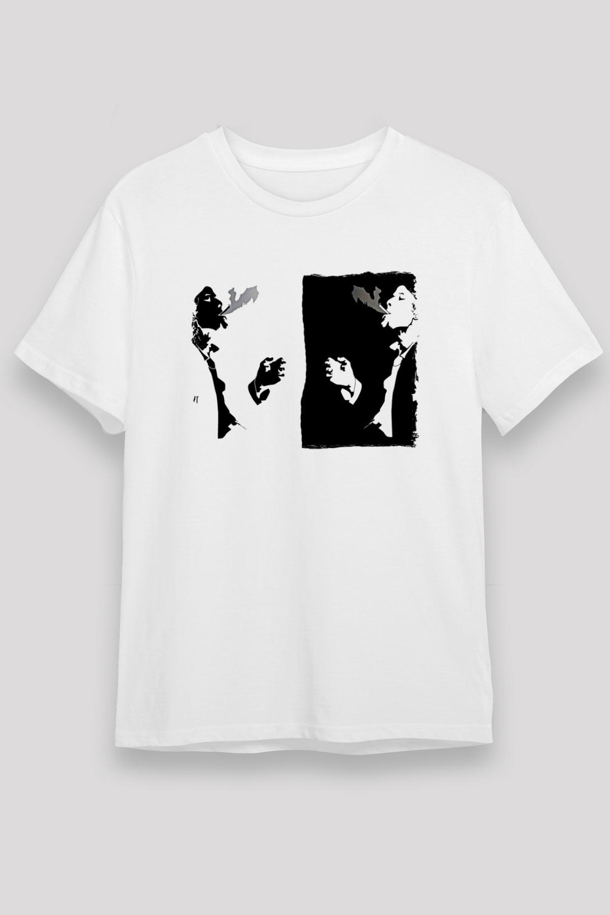 Tom Waits Baskılı Unisex Beyaz Tişört - Tshirt