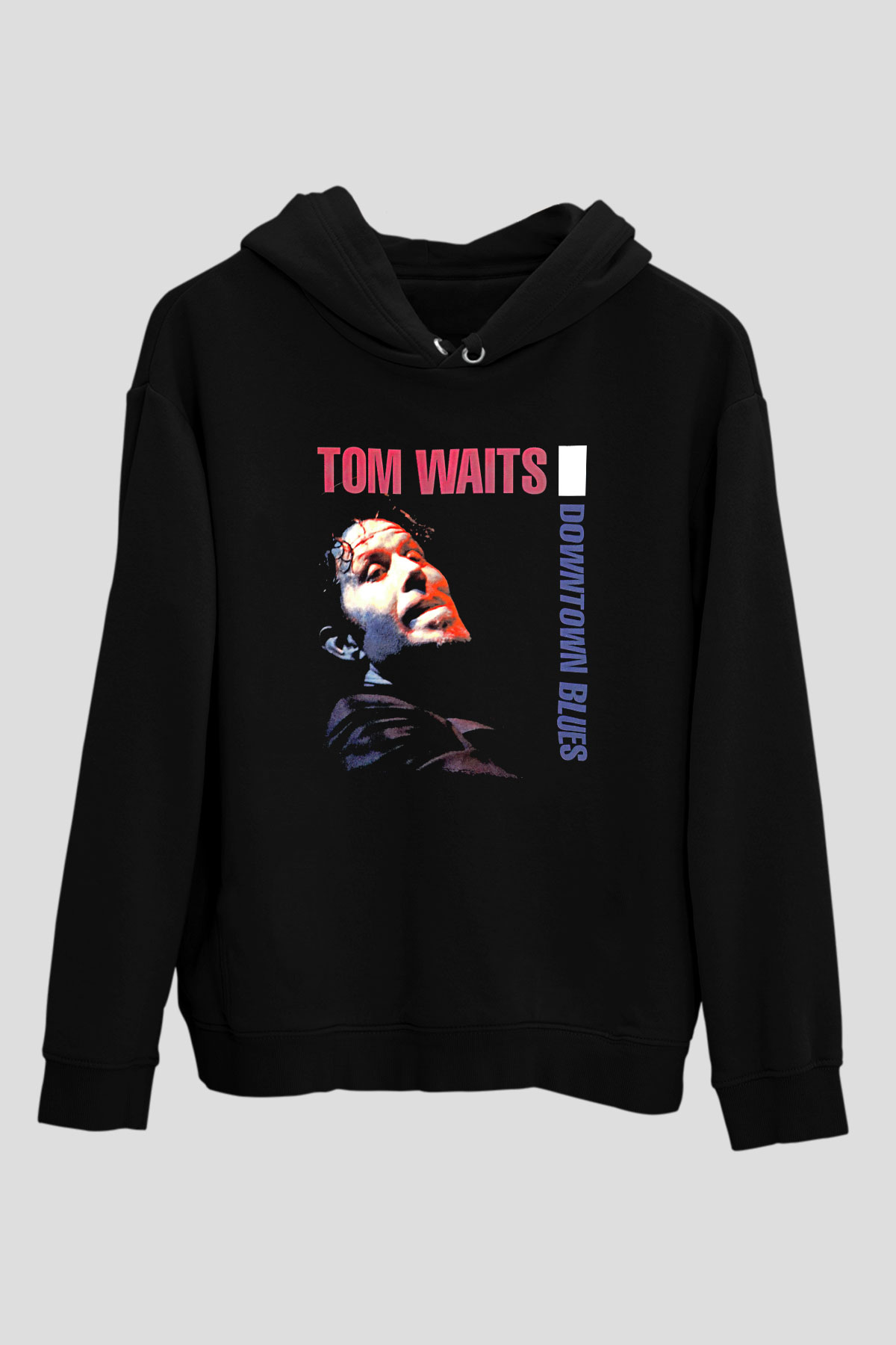 Tom Waits Baskılı Unisex Siyah Kapüşonlu Sweatshirt