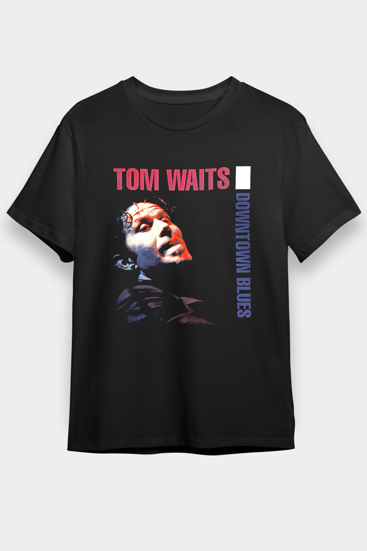 Tom Waits Baskılı Unisex Siyah Tişört - Tshirt