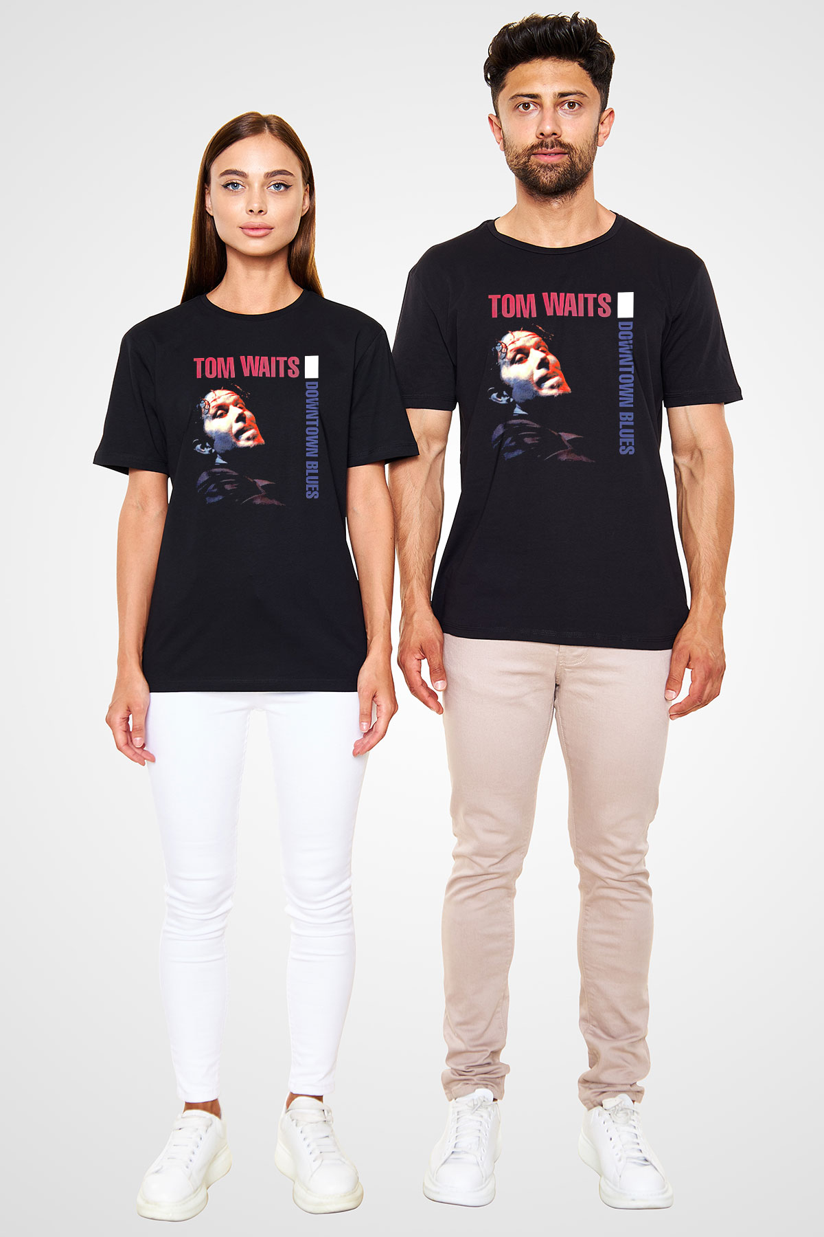 Tom Waits Baskılı Unisex Siyah Tişört - Tshirt
