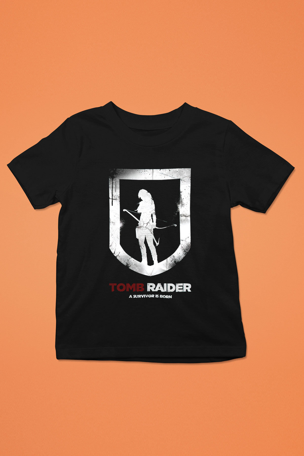 Tomb Raider Baskılı Siyah Unisex Çocuk Tişört