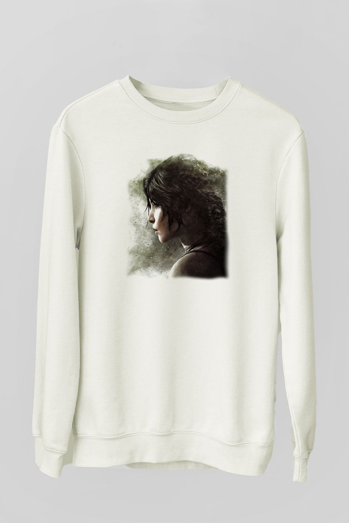 Tomb Raider Beyaz Unisex Sweatshirt