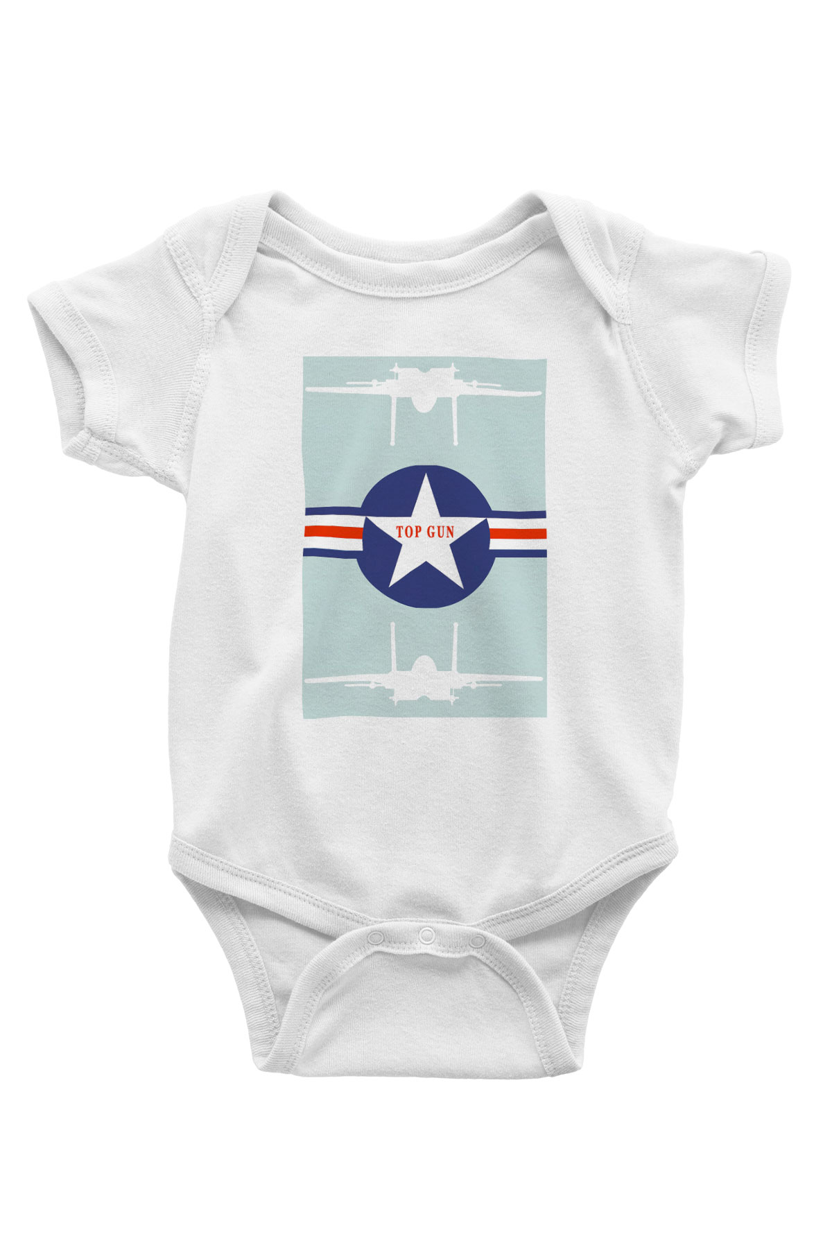 Top Gun Baskılı Beyaz Unisex Bebek Body - Zıbın