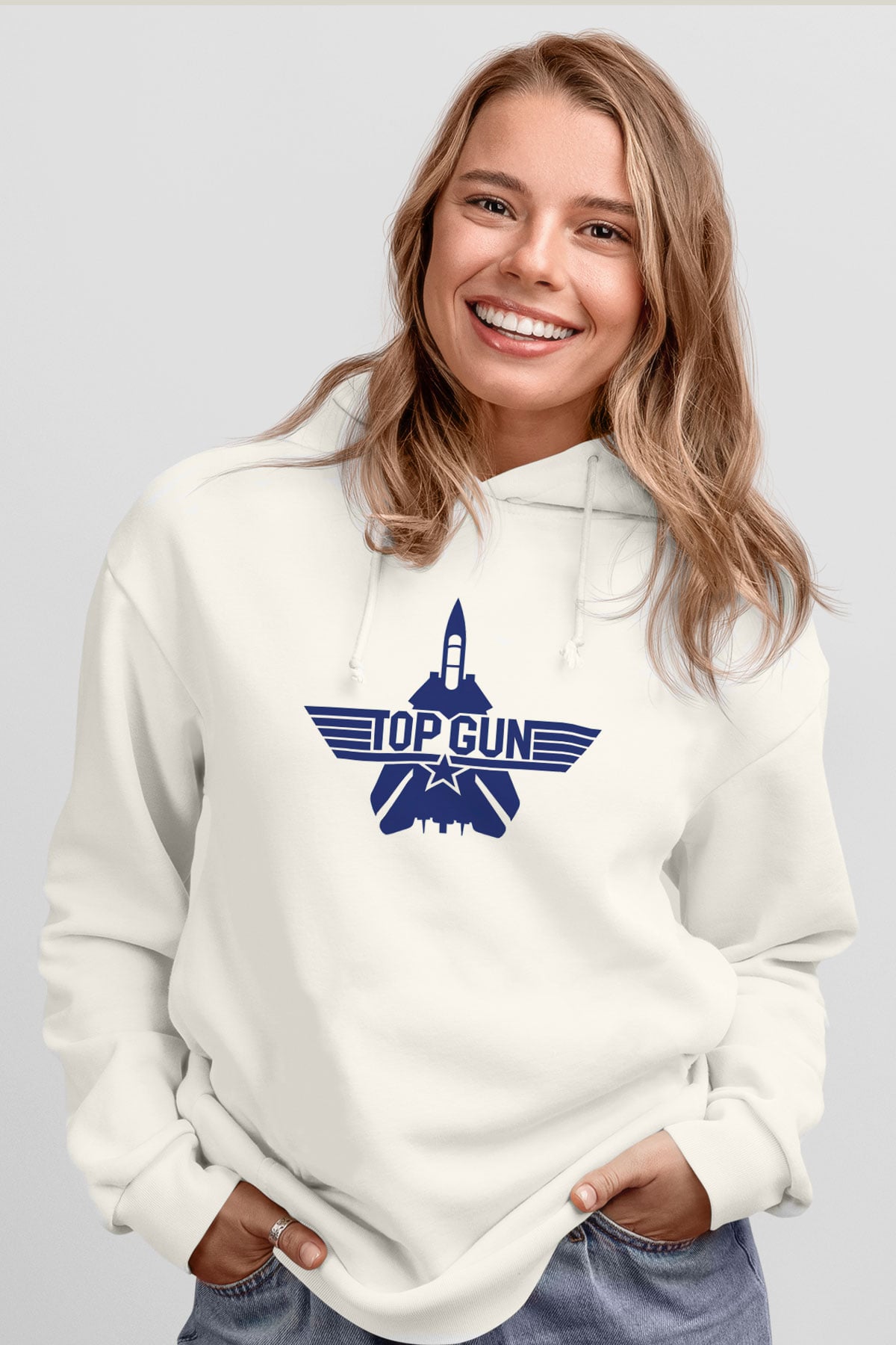 Top Gun Beyaz Unisex Hoodie