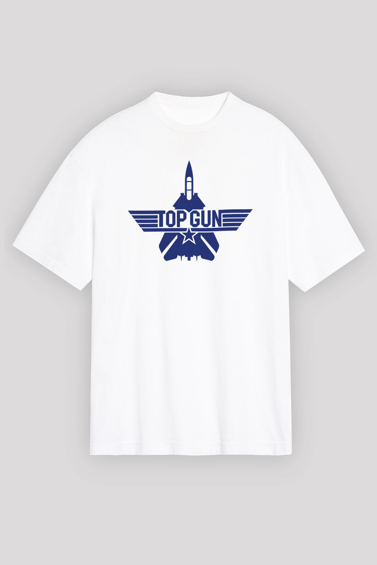 Top Gun Beyaz Unisex Oversize Tişört T-Shirt